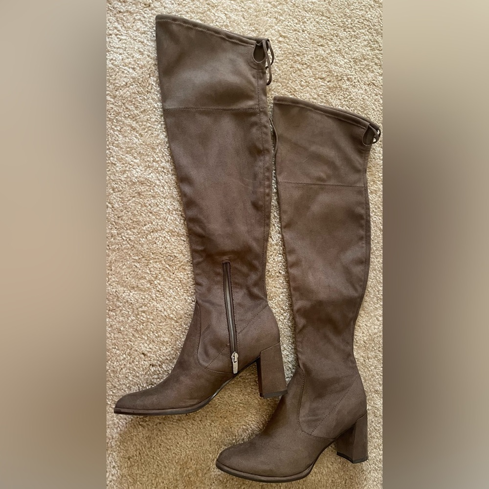 Marc Fischer Brown Over the Knee Boots with Suede Material and Medium Heel